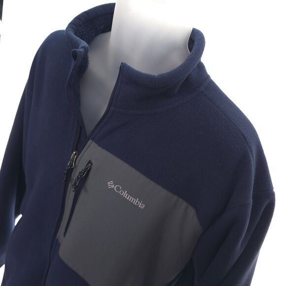 Columbia Jacket Men's 2XL Navy Full Zip Pockets Free Shipping Soft Furr Fleece - Picture 3 of 10